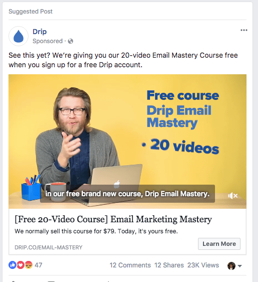 Facebook Video Ad Example