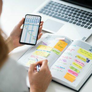 Planner with sticky notes
